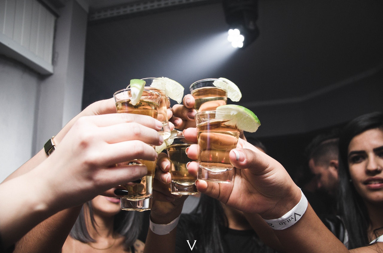 cheers during a party
