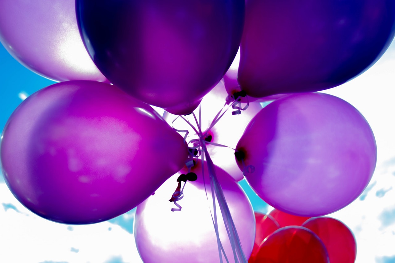 red and purple balloons